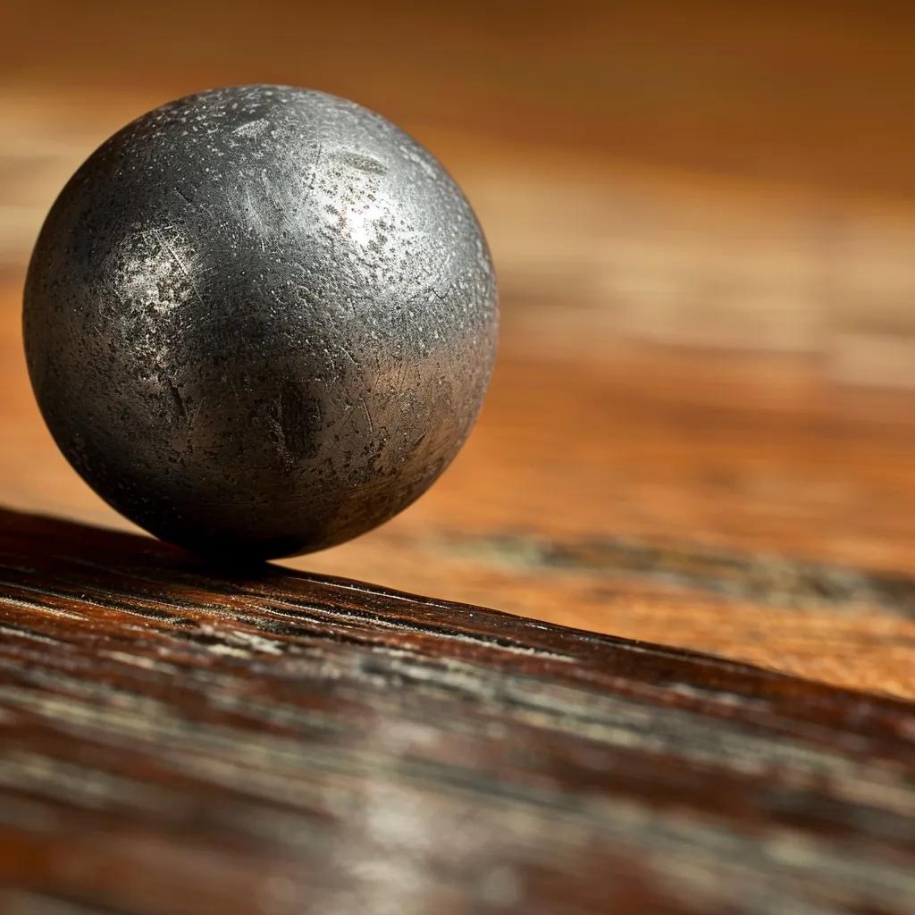Close-up of Janka Hardness test showing steel ball pressing into hardwood, illustrating durability