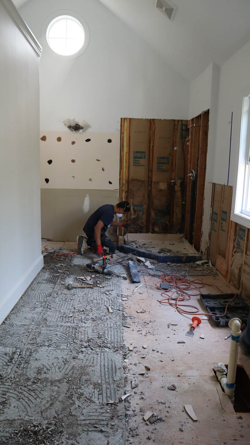 Bathroom tile renovation before