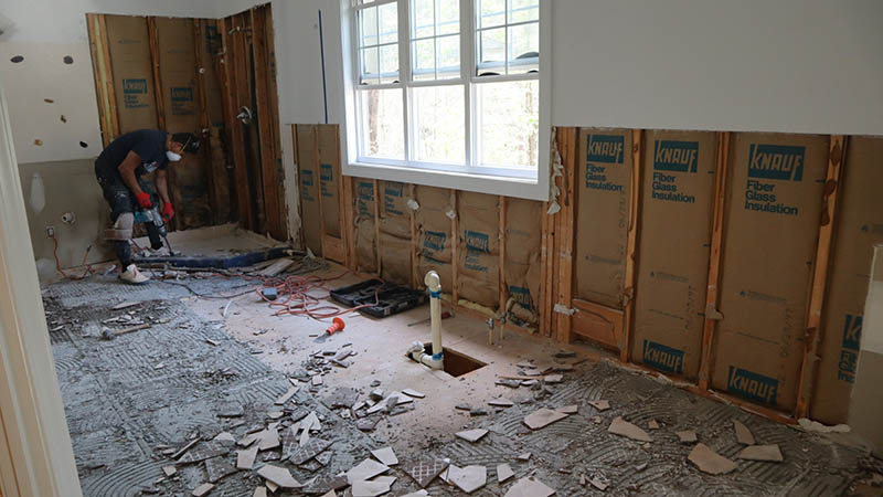 Bathroom tile renovation before