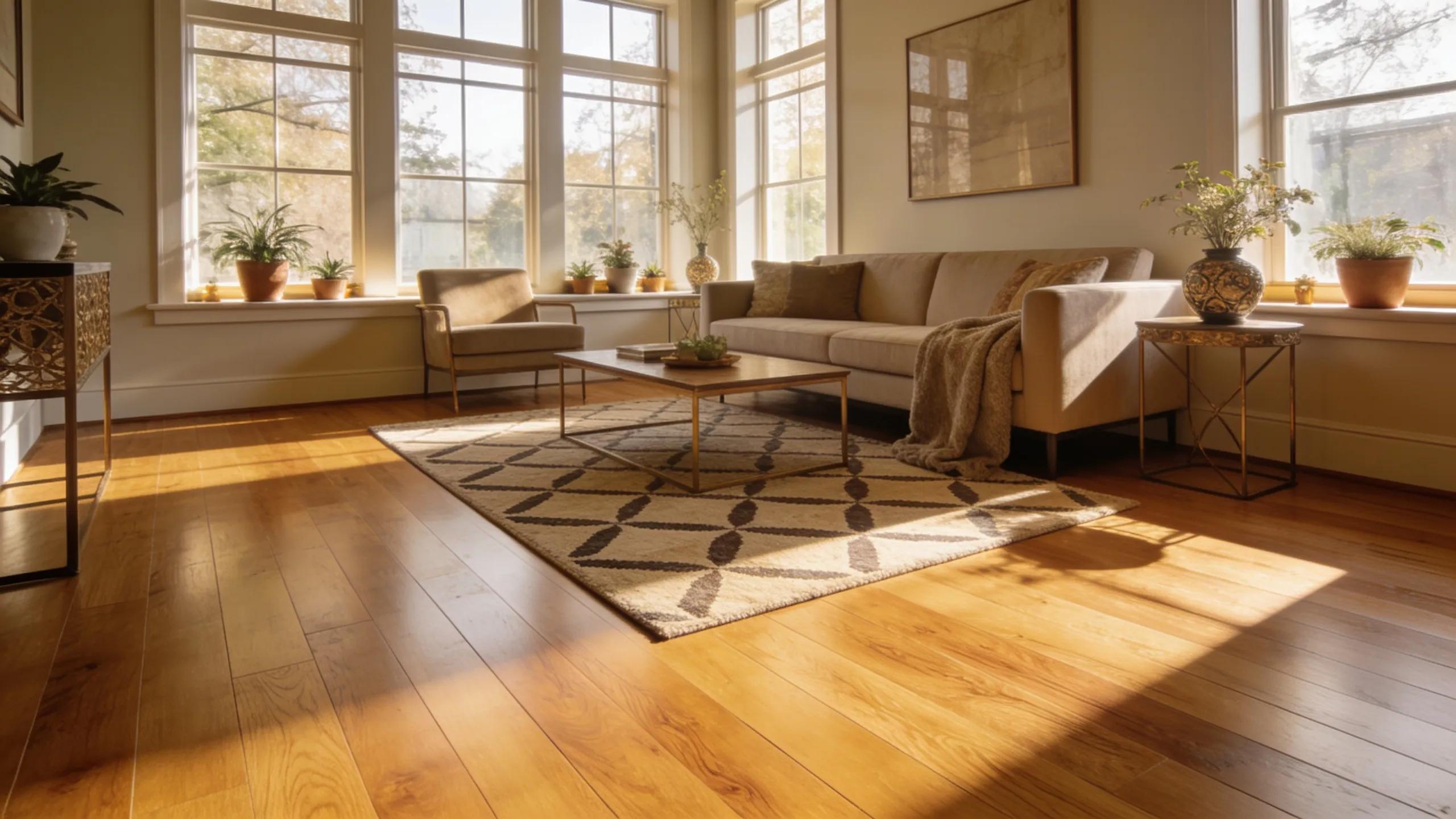Inviting living room featuring engineered hardwood flooring with elegant furniture and decor