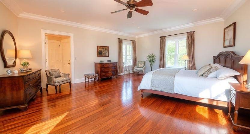 hardwood flooring in bedroom of Georgia home