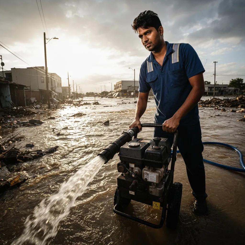 man using pumping water off the street