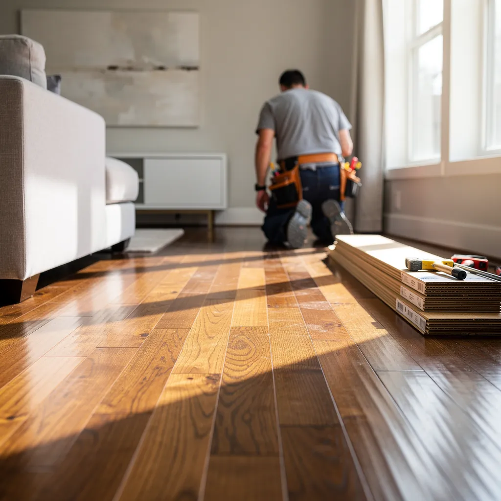 Overall hardwood flooring costs (materials and labor) fall within a broad average range that depends